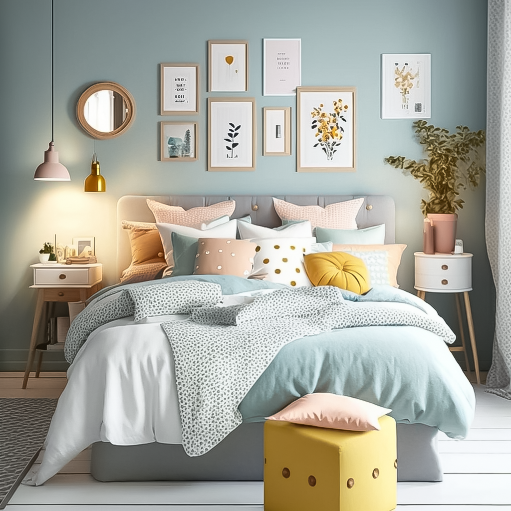 chambre scandinave pastel